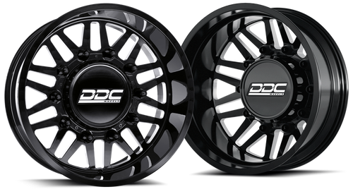 20 x 8.25 DDC Wheels Aftermath Black/Machined Super Single Front 8 Lug