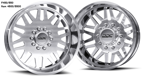 22 x 8.25 DDC Aftermath Polished Super Single 10 Lug F450/550 Ram 4500/5500