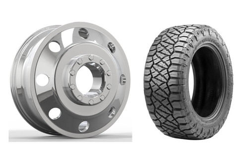 22 x 8.25 DBO Classic Polished Wheels with Tires for Dually Trucks