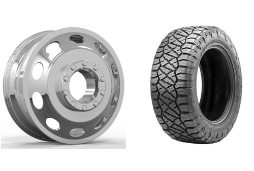 Picture of 22 x 8.25 Direct Bolt On Oval Polished Forged Wheels with Tires for F450 & F550