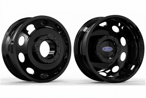 22 x 8.25 DBO Oval Forged Gloss Black Wheels for Ford F450 & F550 Dually Trucks with 10x225 Bolt Pattern