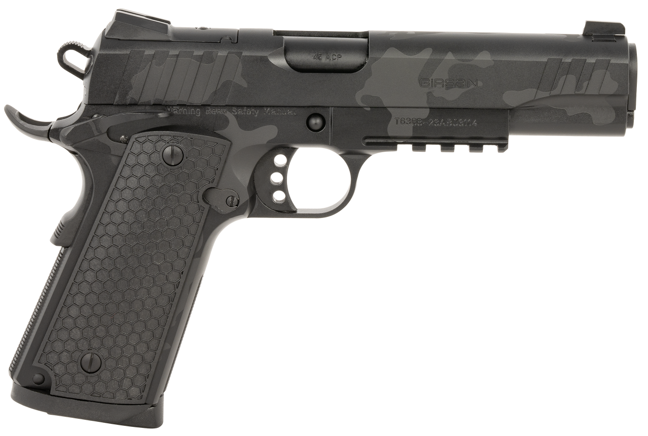 EAA Girsan MC1911S Govt Influencer 45 ACP 5″ 8rd Optic Ready Pistol | Black Camo