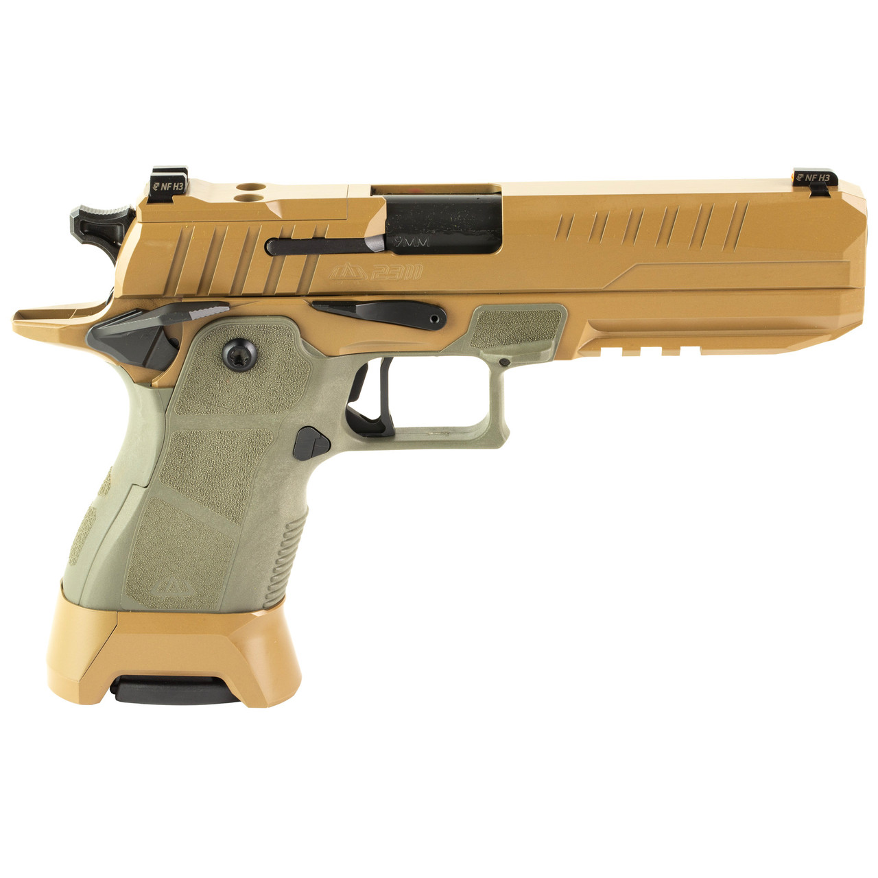 OA Defense OA2311, 9MM, 5.00″ Barrel, 17 Rds, Black DLC High Desert Sage – 850055310193