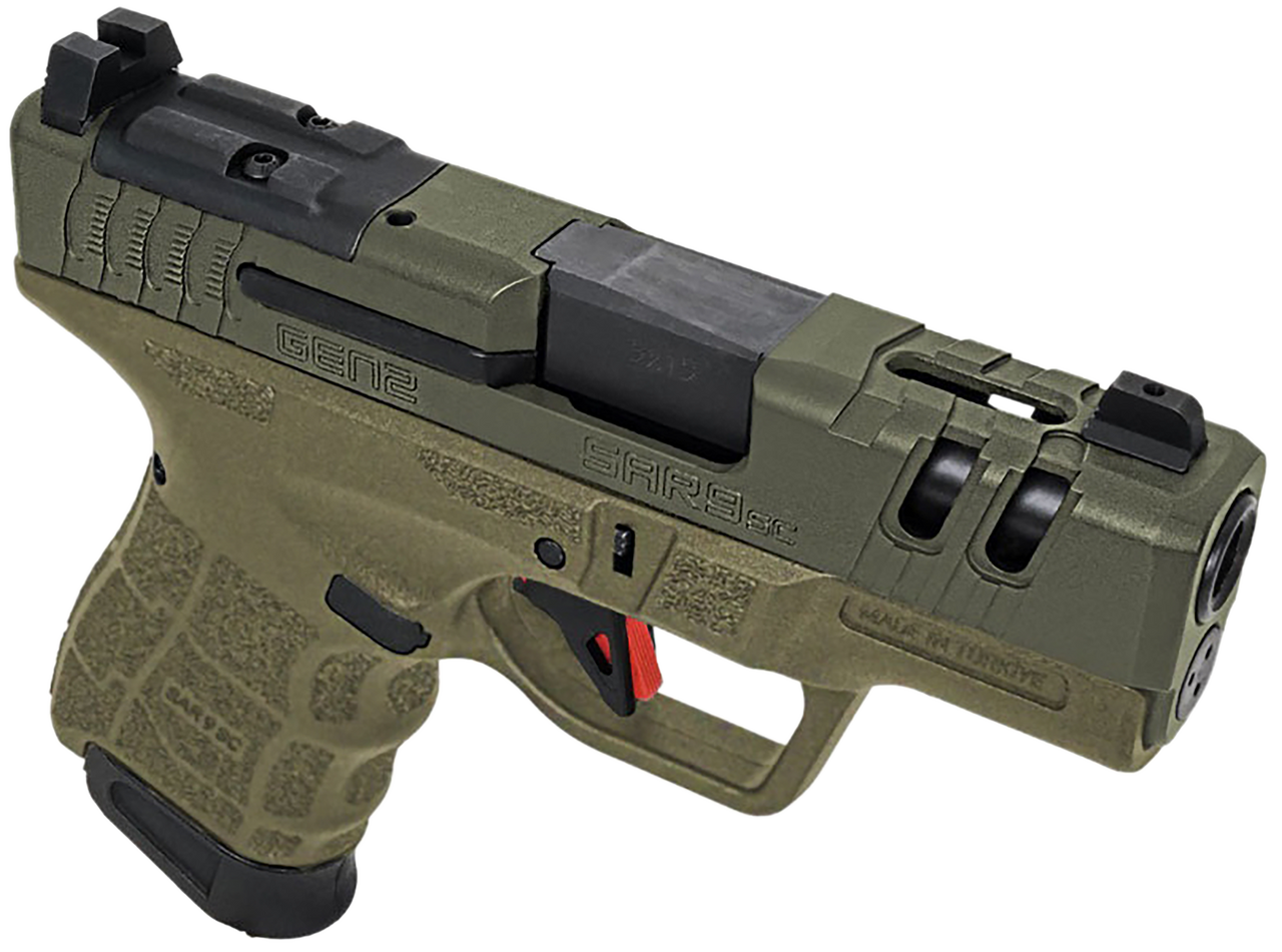 SAR USA SAR9SCG2OD SAR9 SC Gen2 Sub-Compact Frame 9mm Luger 15+1 3.30″ Black Steel Barrel, OD Green Cerakote Steel Optic Ready/Ported/Serrated Slide, OD Green Polymer Frame, OD Green Polymer Grip