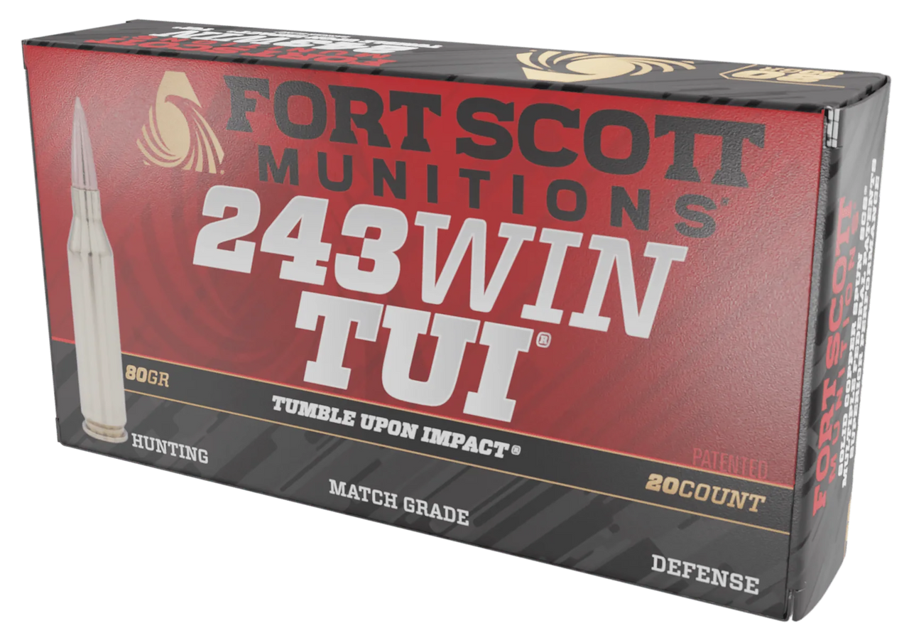 Fort Scott Munitions TUI 243 Winchester Ammo 80 Grain Solid Lead Free Box of 20