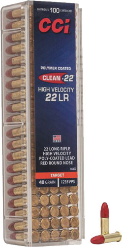 CCI Clean22 Rimfire Ammo 22 Long Rifle Lead Round Nose 40 Grain 100 Rounds