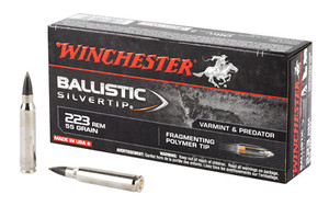 Winchester, Ballistic Silvertip, .223 Remington, Fragmenting Polymer Tip, 55 Grain, 20 Rounds