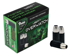 Liberty Ammunition LAOW9MM721700 OverWatch  9mmLuger 72gr Open Cavity Design 20 Rounds