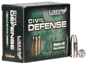 Liberty Ammunition LACD9014 Civil Defense  9mmLuger+P 50gr Lead Free Fragmenting Hollow Point 20 Rounds