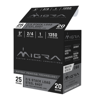 Migra Staxd Shotgun Ammo 20 ga. 3 in. 1 oz. 2-4 Shot 25 rd.
