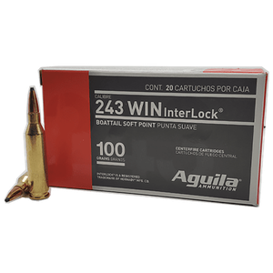 Aguila 8047AG   243Win 100gr InterLock Boat Tail Soft Point 20 Rounds