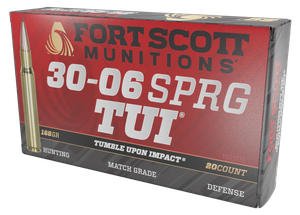 Fort Scott Munitions 3006168SCV Tumble Upon Impact (TUI) Rifle 30-06Springfield 168gr Solid Copper Spun 20 Rounds