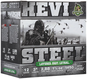 HEVI-Shot HS60288 HEVI-Steel Waterfowl 12Gauge 3" 1 3/8oz 2/BBShot 25 Per Box/10 Case