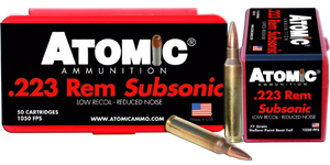 Atomic Ammunition 00429 Rifle Subsonic 223 Rem 77 gr Hollow Point Boat Tail 50 Rounds