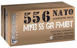 Fiocchi M193 5.56x45mm Nato Full Metal Jacket Boat Tail 55 Grain 50 Rounds