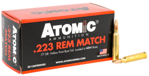 Atomic Ammunition 00427 Rifle Match 223Rem 77gr Hollow Point Boat Tail 50 Rounds