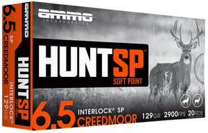 Ammo Inc 65CM129SPA20 Hunt  6.5Creedmoor 129gr Soft Point 20 Rounds