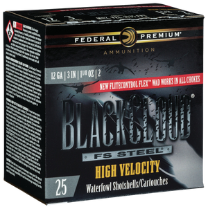 Federal Premium Black Cloud Waterfowl Shotgun Ammo 12 ga. 3 in. 1 1/8 oz. High Velocity 2 Shot 25 rd.