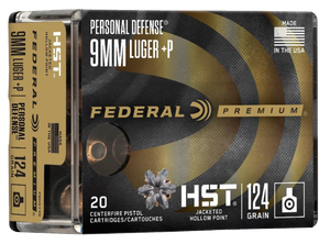 Federal Premium Personal Defense Hst 9mm Luger Jacketed Hollow Point 124 Grain 20 Rounds
