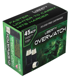 Liberty Ammunition LAOW451051600 OverWatch  45ACP 105gr Open Cavity Design 20 Rounds