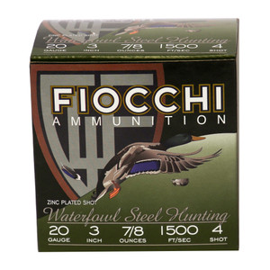 Fiocchi Speed Steel Shotgun Loads 20 ga. 3 in. 7/8 oz. 4 Shot 25 rd.