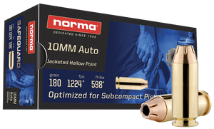 Norma Ammunition 801109265   10mm 180gr Jacketed Hollow Point 50 Rounds