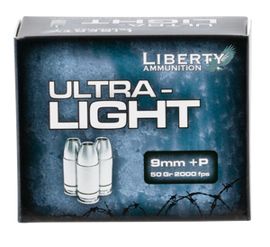 Liberty Ammunition LAUL9052 Ultra-Light  9mmLuger+P 50gr Lead Free Fragmenting Hollow Point 20 Rounds
