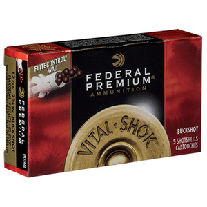 Federal Premium Vital Shok Shotgun Ammo 12 ga. 2.75 in. 9 Pellets 00 Buck 5 rd. - PFC15400