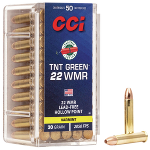 CCI Varmint TNT Green, 22 Winchester Magnum Rimfire, Speer TNT Green Hollow Point, 30 Grain, 50 Rounds