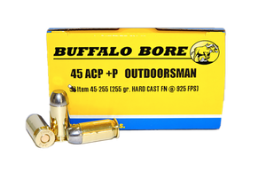 Buffalo Bore Ammunition 4525520 Outdoorsman Strictly Business 45ACP +P 255gr Hard Cast Flat Nose 20 Per Box/12 Case