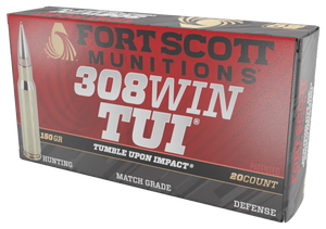 Fort Scott Munitions 308150SCV2 Tumble Upon Impact (TUI) Rifle 308Win 150gr Solid Copper Spun 20 Rounds