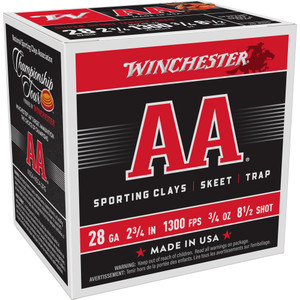 Winchester Ammo AASC288 AA Sporting Clay 28Gauge 2.75" 3/4oz 8Shot 25 Rounds