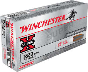 Winchester, Super-X, 223 Remington, Jacketed Soft Point, 55 Grain, 20 Rounds