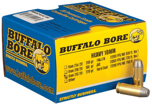 Buffalo Bore Ammunition 21C20 Outdoorsman Strictly Business 10mmAuto 220gr Hard Cast Flat Nose 20 Per Box/12 Case