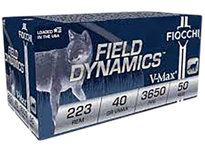 Fiocchi 223FHVB Field Dynamics  223Rem 40gr Hornady V-Max 50/4 *Sold as case