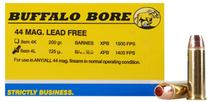 Buffalo Bore Ammunition 4L20 Buffalo-Barnes Strictly Business 44Rem Mag 225gr Barnes VOR-TX XPB Lead Free 20 Per Box/12 Case
