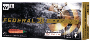 Federal Premium Rifle Ammo 223 Rem. 55 gr. Trophy Copper 20 rd.
