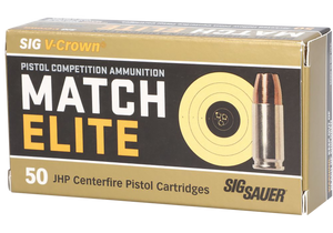 Sig Sauer Match Elite Competition 9mm Luger V-Crown Jacketed Hollow Point 147 Grain 50 Rounds
