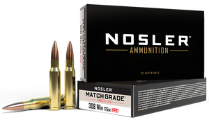 Nosler Match Grade 308 Winchester Hollow Point Boat Tail 175 Grain 20 Rounds