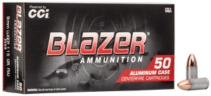 CCI Blazer Aluminum Cased Pistol Ammo 9mm Luger 115 gr. FMJ 50 rd.