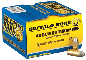 Buffalo Bore Ammunition 23F20 Outdoorsman Strictly Business 40S&W 200gr Hard Cast Flat Nose 20 Rounds