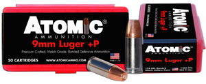 Atomic Ammunition 00409 Pistol Precision Craft 9mmLuger +P 124gr Bonded Match Hollow Point 50 Rounds
