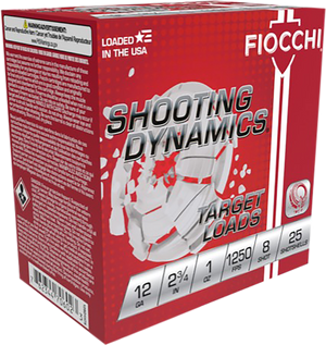 Fiocchi Shooting Dynamics Shotgun Loads 12 ga. 2.75 in. 1 oz. 1250 FPS 8 Shot 25 rd.