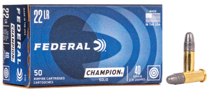 Federal Champion Training .22 Long Rifle Lead Round Nose 40 Grain 50 Rounds
