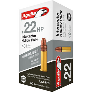 Aguila Ammunition Interceptor .22 Long Rifle Copper Plated Hollow Point 40 Grain 50 Rounds