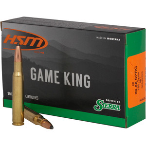 HSM Game King Rifle Ammunition 30-06 SPGF Sierra Spitzer BT 180 gr. 20 rd.