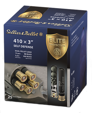 Sellier & Bellot SB410SDB Self Defense  410Gauge 3" 15Pellets 11/16oz 000Buck Shot 25 Rounds