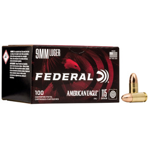 Federal American Eagle 9mm Luger Full Metal Jacket 115 Grain 100 Rounds