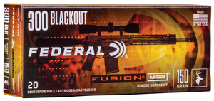 Federal Fusion Msr, 300 Aac Blackout, Bonded Soft Point, 150 Grain, 20 Rounds