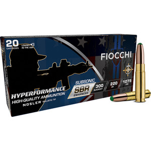 Fiocchi, Hyperformance Sbr, 300 Aac Blackout, Boat Tail, 220 Grain, 20 Rounds